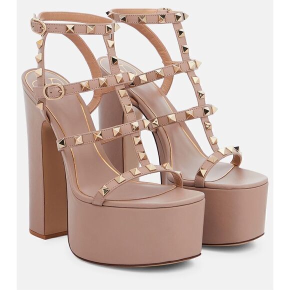 Valentino Garavani Rockstud Platform Heels Nude Size 39.5 - Picture 2 of 12